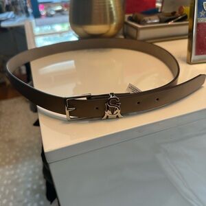 Steve Madden Tan Leather Belt with Silver Buckle